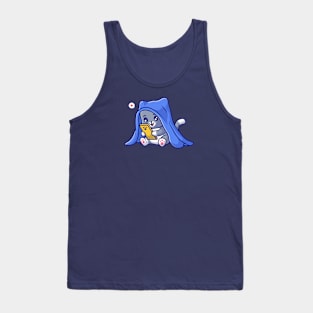 Cute Cat Playing Phone In Blanket Cartoon Tank Top